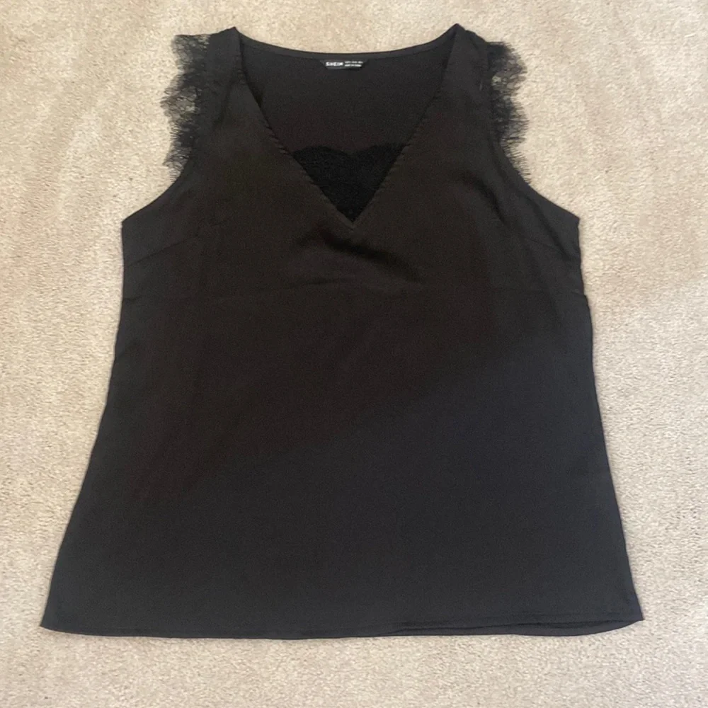 Black tank top with pace detailing. - Picture 1 of 1